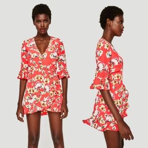 ZARA FLORAL RED ROMPER DRESS